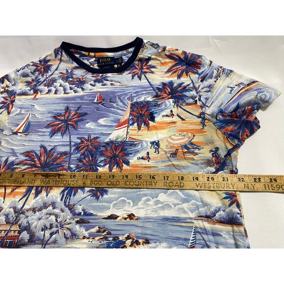 Polo Ralph Lauren Graphic Tee Size Large Scenic Beach Print Short Sleeve - Picture 5 of 11